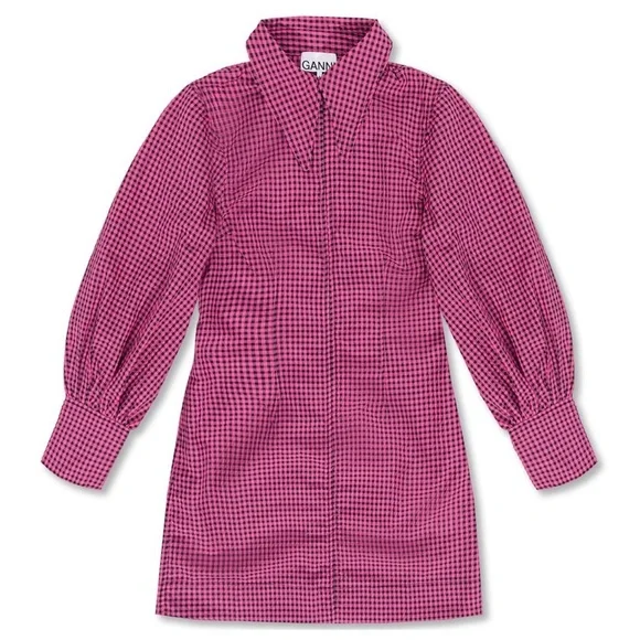 ganni pink gingham dress Rent Ganni Pink Dress UK 12